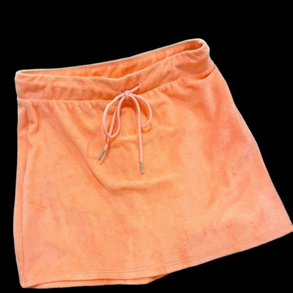 Paperoc | Pink Coral Terry Cloth Y2K Mini Skirt | Size Large - Picture 8 of 8